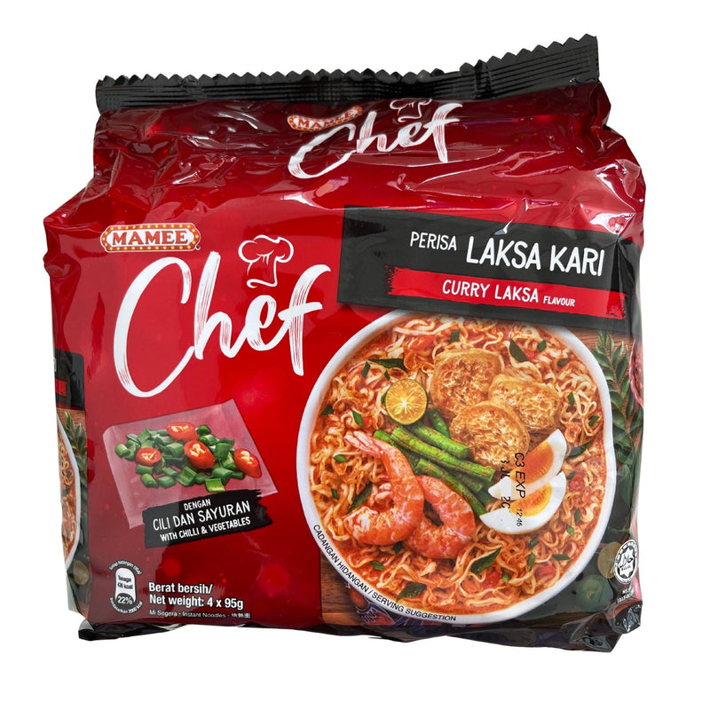 Mamee Chef Curry Laksa 95g x 4 pack 380g Front