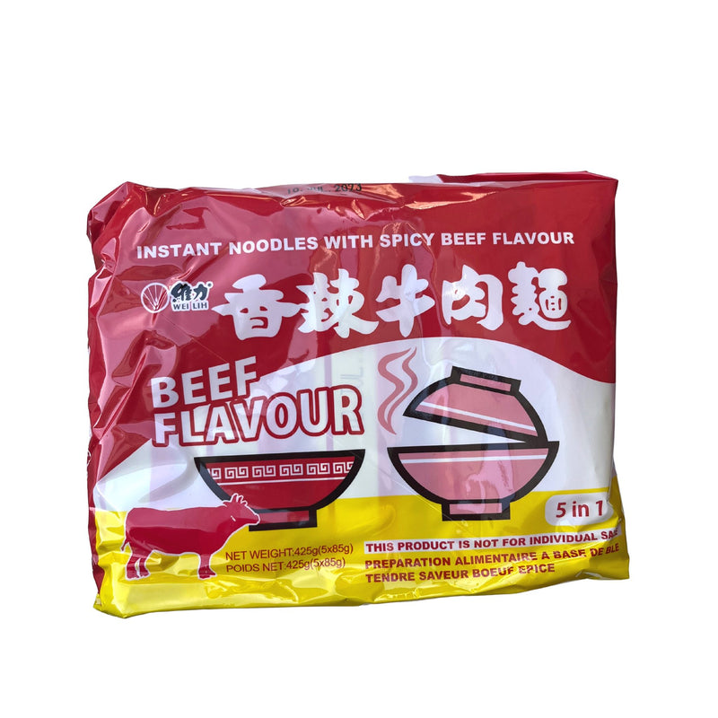 Wei Lih Beef Flavour Noodles 5pk x 85g 425g Front