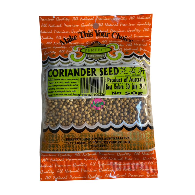 Perfect Fine Foods Coriander Seeds 50g Front