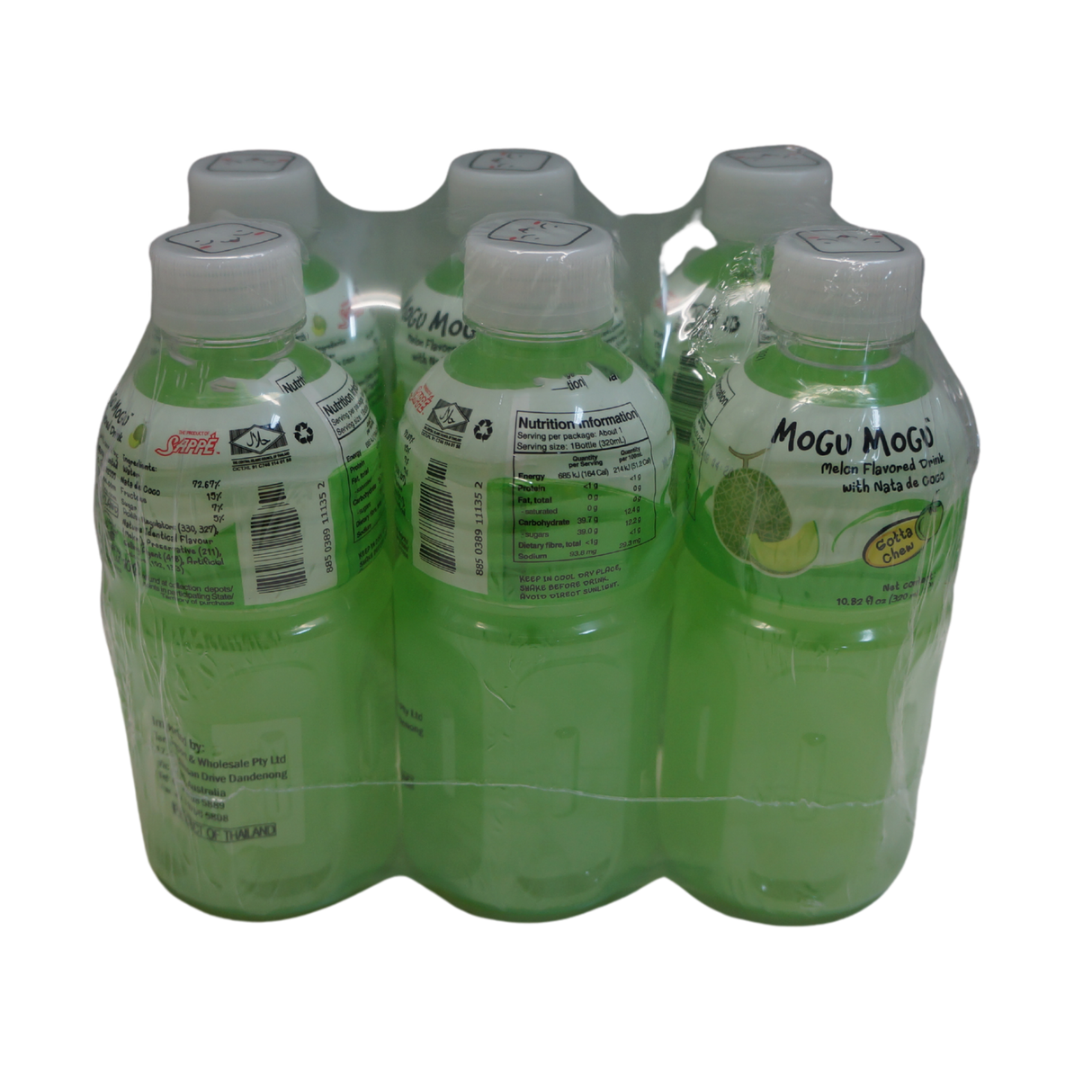 Mogu Mogu Melon Flavour with Nata De Coco 6pk 1.92Lt Front