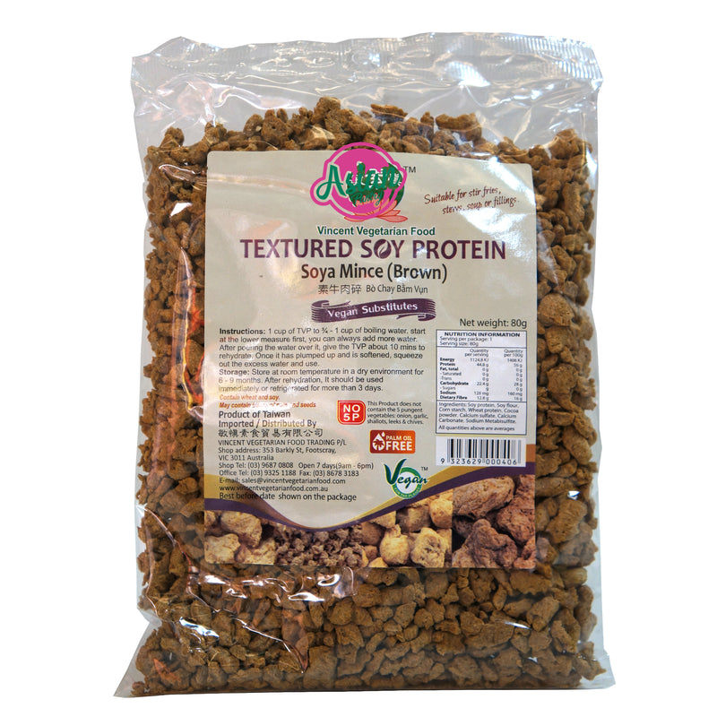 VVF Textured Soy Protein Mince (Brown) 80g Front
