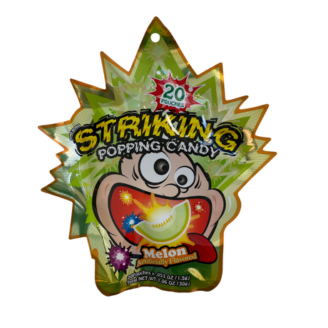 Striking Popping Candy Melon (20 pouches) 30g Front