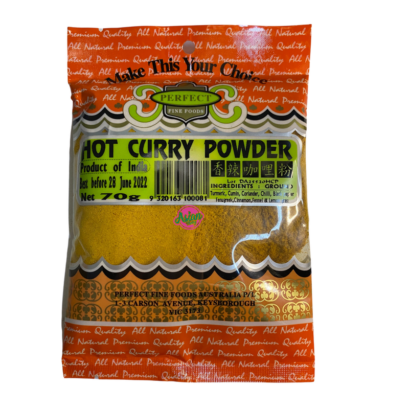 Perfect Fine Foods Hot Curry Powder 70g Front