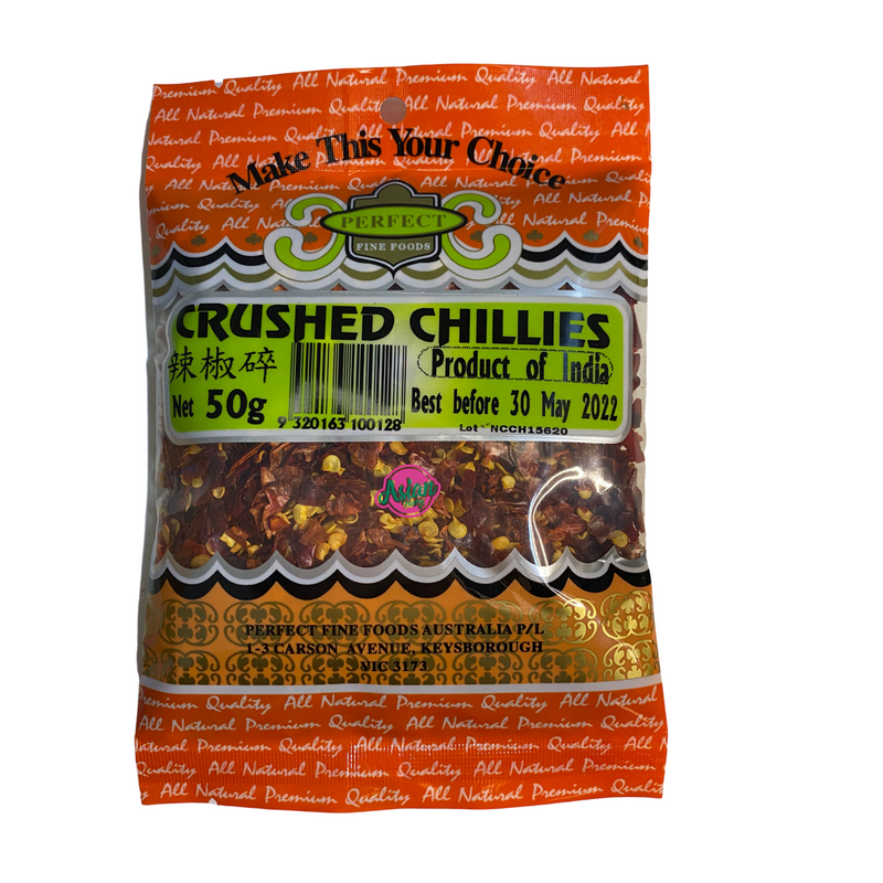 Perfect Fine Foods Chillies Crushed 50g Front