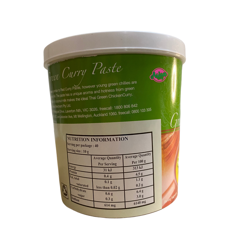 Mae Ploy Green Curry Paste 400g Nutritional Information & Ingredients
