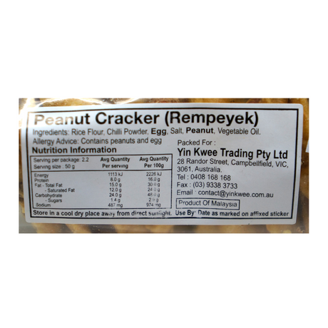 Yin Kwee Peanut Cracker (Rempeyek) 80g Back