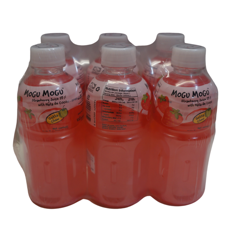 Mogu Mogu Strawberry Juice with Nata De Coco 6pk 1.92Lt Front