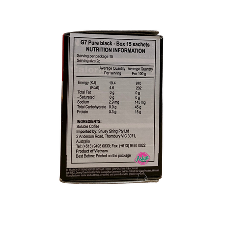Trung Nguyen G7 Instant Coffee Mix Black 30g Back