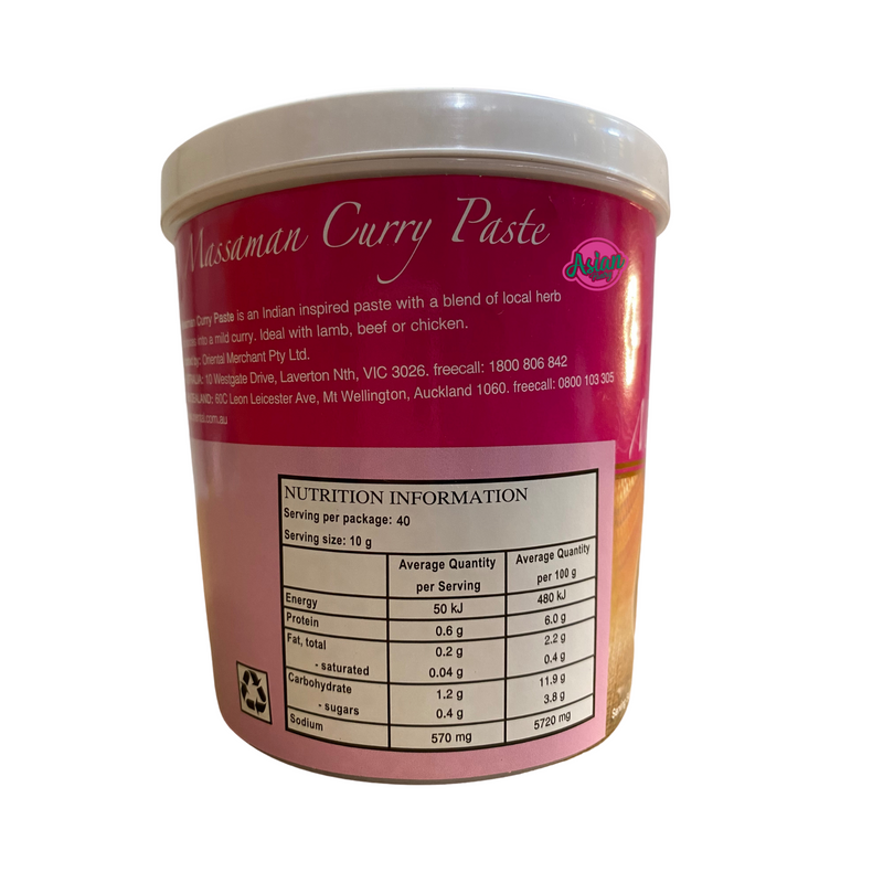 Mae Ploy Massaman Curry Paste 400g Nutritional Information & Ingredients