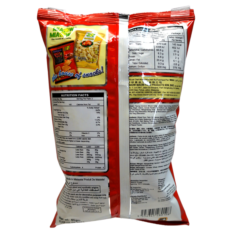 Miaow Miaow Hot & Spicy Flavoured Prawn Crackers 60g Back