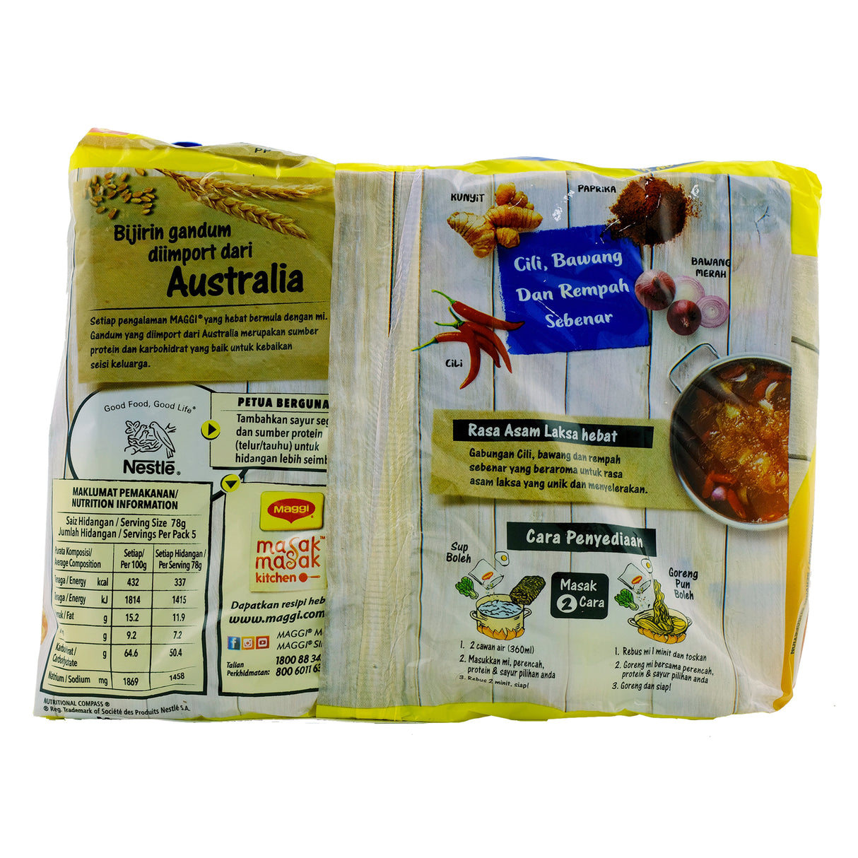 Maggi Asam Laksa 5 Pack 390g Back