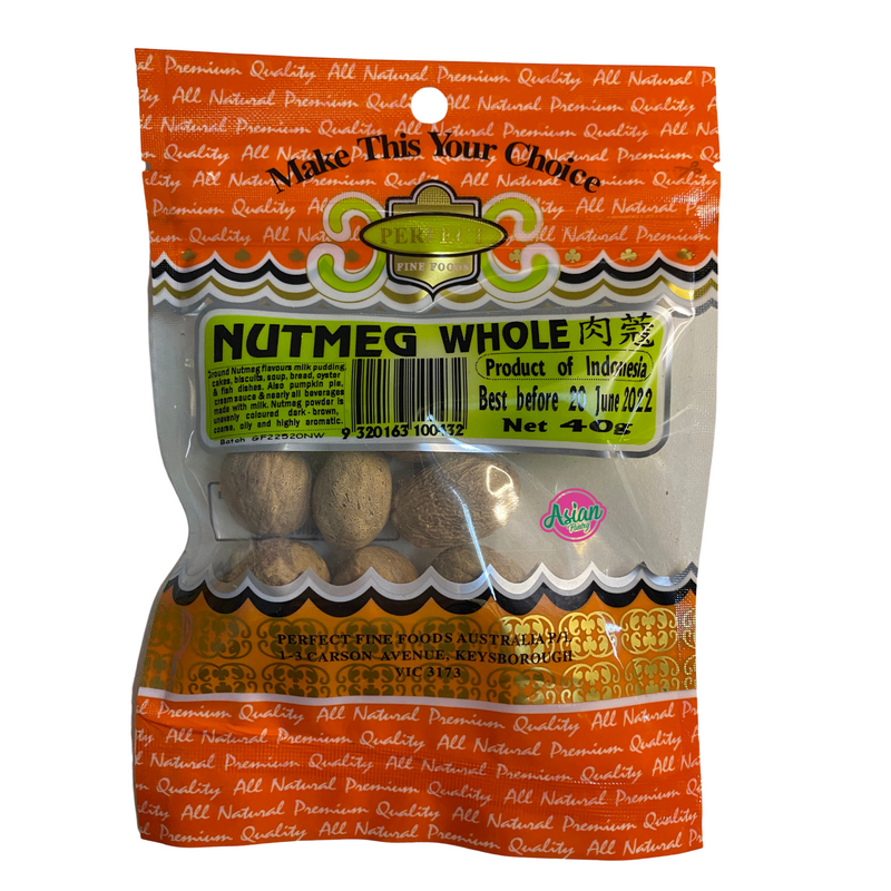 Perfect Fine Foods Nutmeg Whole 40g Front