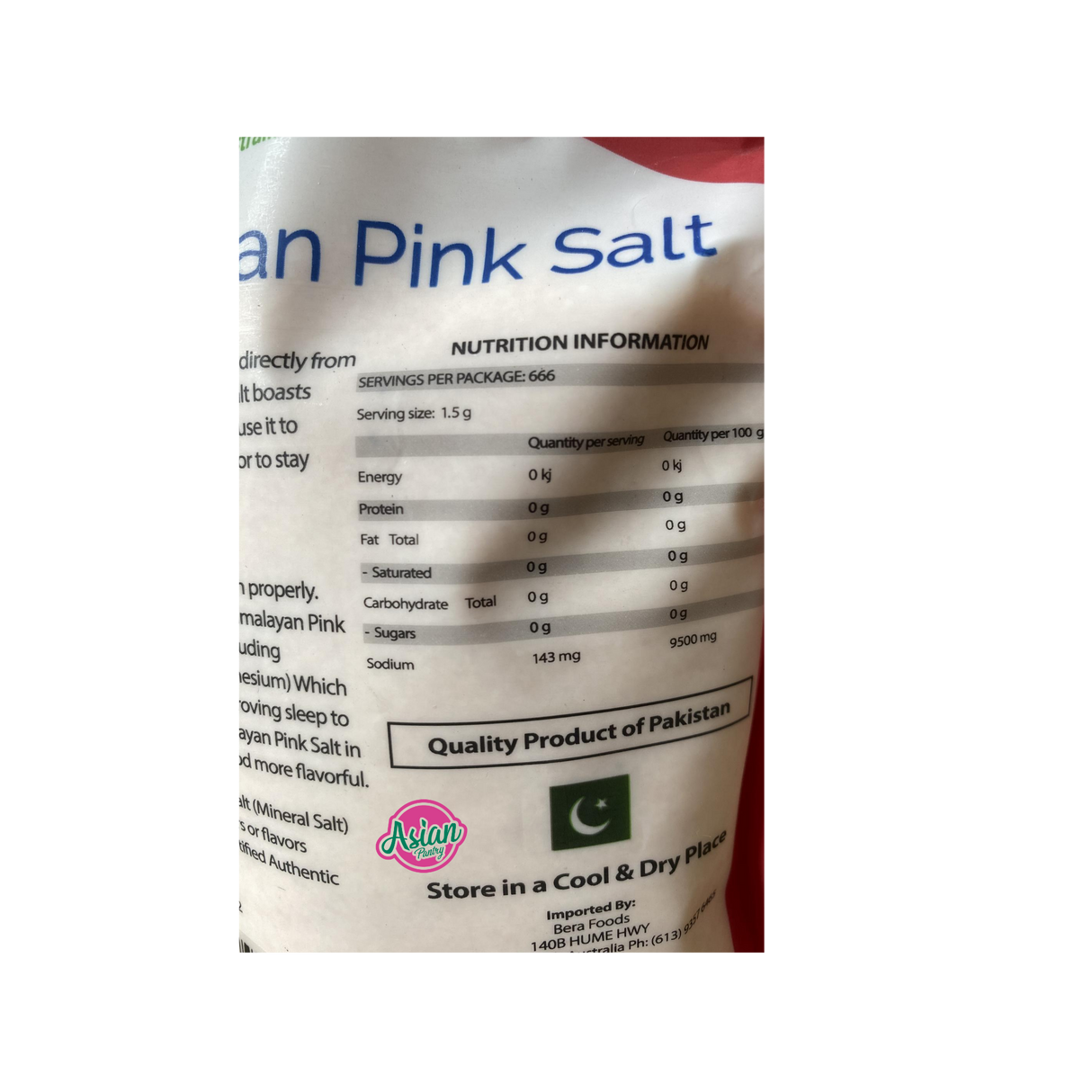 Hume Himalayan Cooking Pink Salt 1000g Back