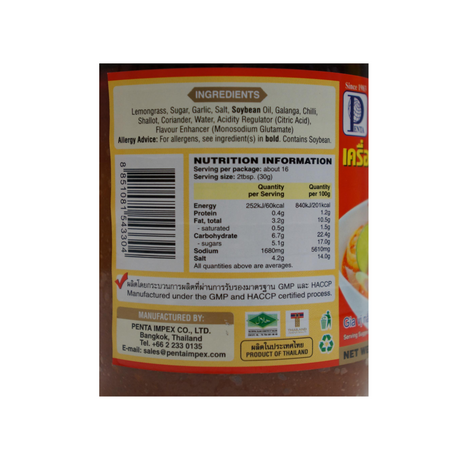 Penta Tom Yum Paste 500g Back