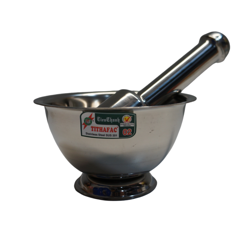 Tithafac Stainless Steel Mortar & Pestle 14cm 1set Front