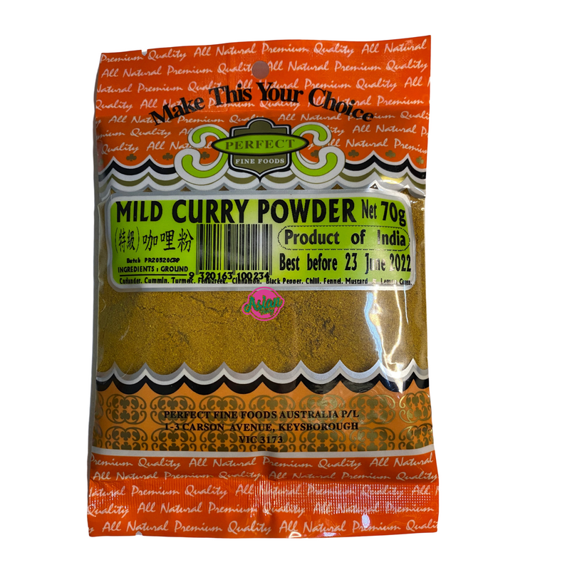 Perfect Fine Foods Mild Curry Powder 70g Front