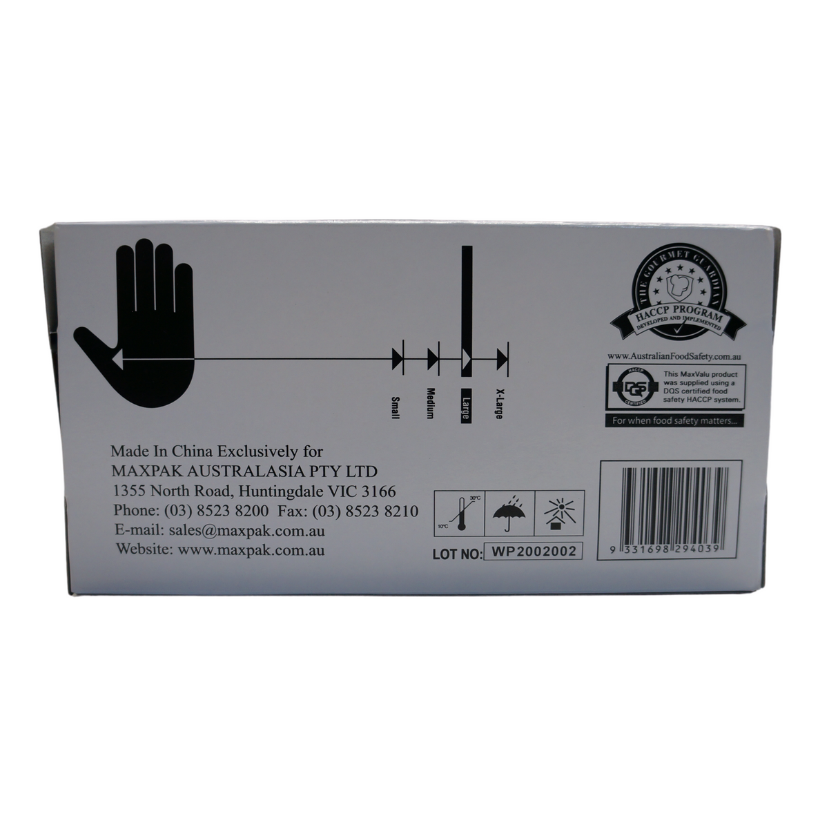 Maxvalu Powder Free Vinyl Gloves Large 100pcs Back