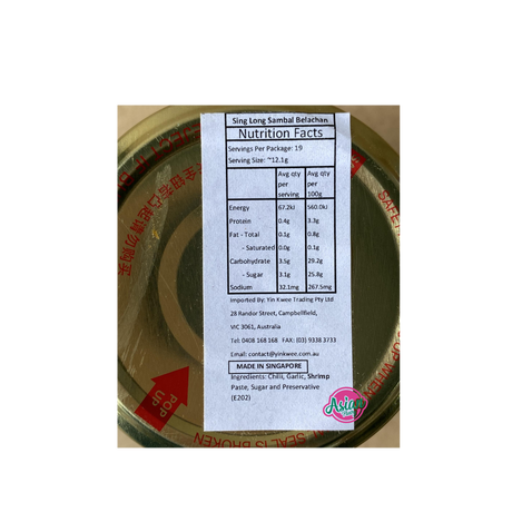 Singlong Sambal Belacan 230g Back