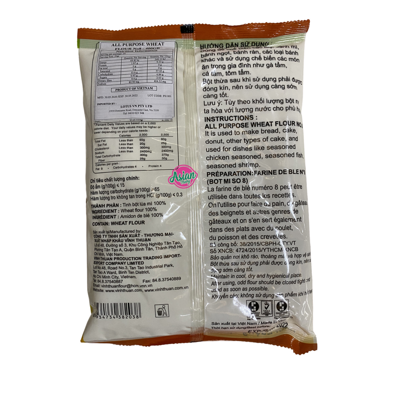 Vinh Thuan All Purpose Wheat Flour 400g Back