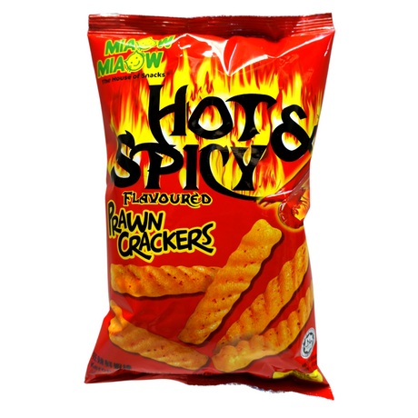Miaow Miaow Hot & Spicy Flavoured Prawn Crackers 60g Front