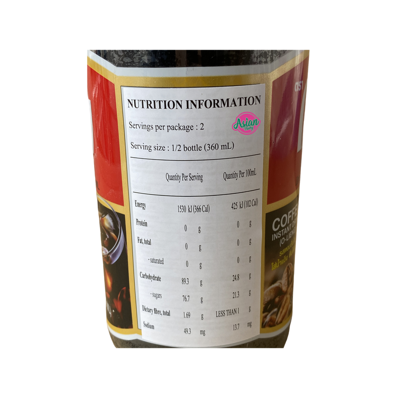 Cofe Brand Instant Coffee Drink 720ml Nutritional Information & Ingredients
