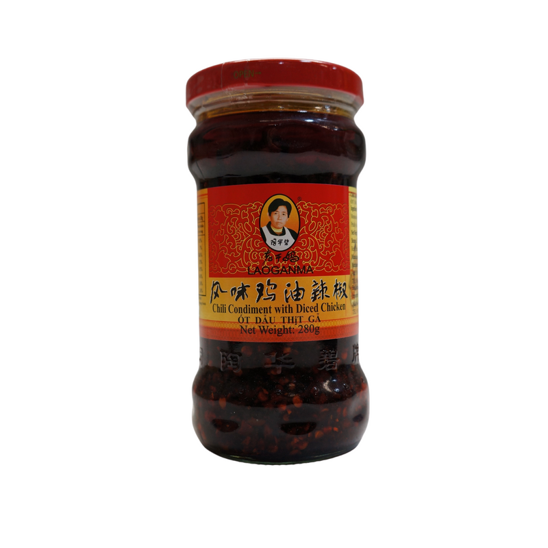 Laoganma Chilli Oil with Diced Chicken 280g Front