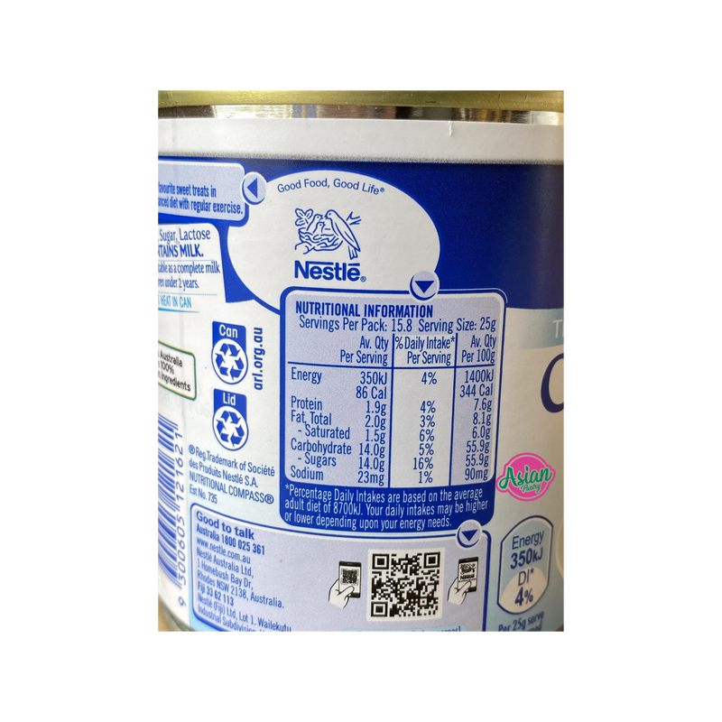 Nestle Sweetened Condensed Milk 395g Back