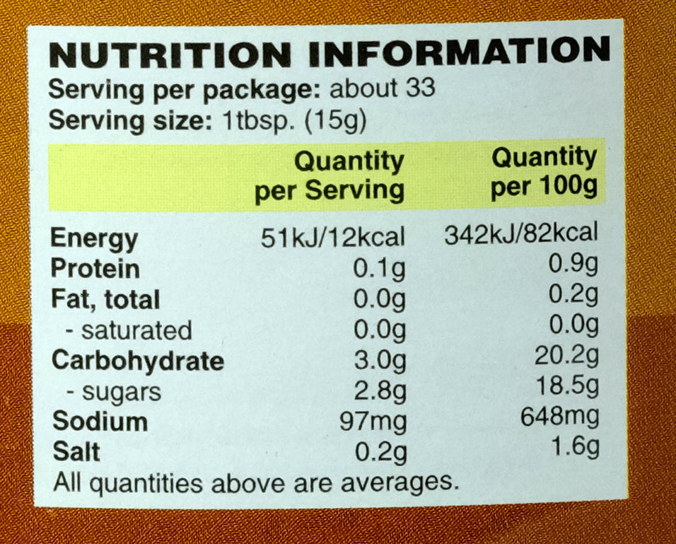 Penta Tamarind Puree 500g Nutritional Information & Ingredients 2