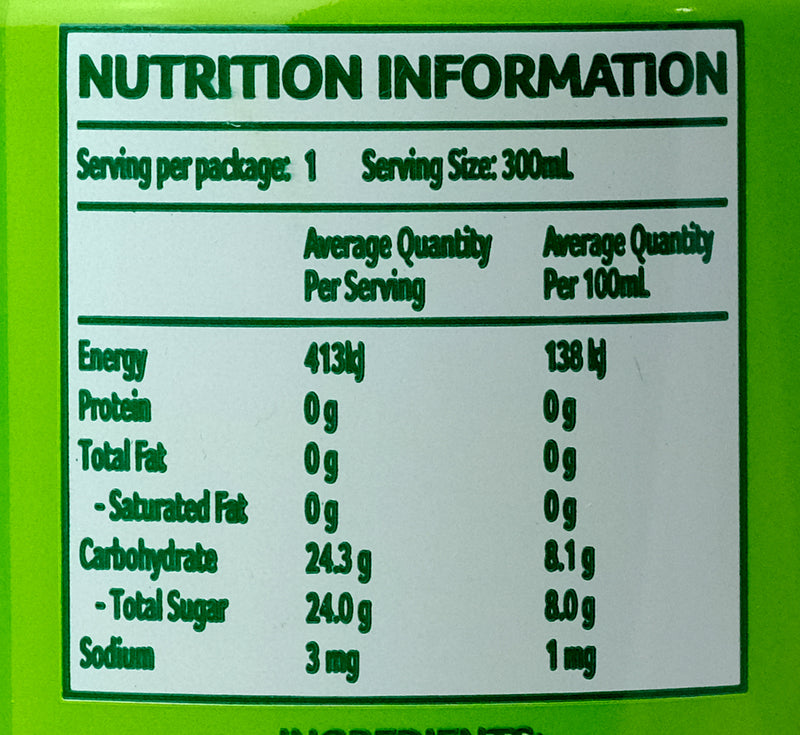 Yeo's Winter Melon Tea 300ml Nutritional Information & Ingredients