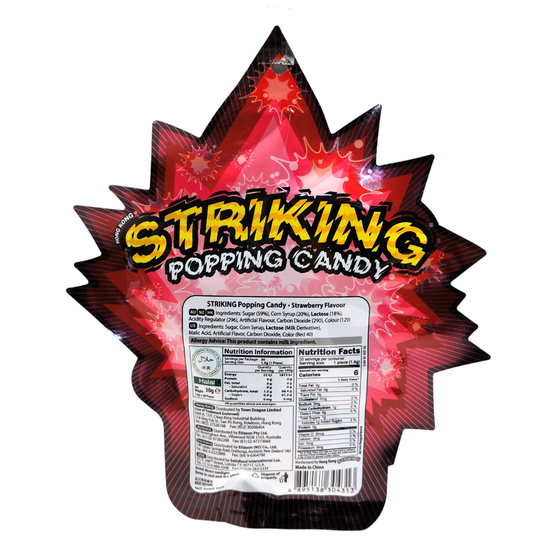 Striking Popping Candy STRAWBERRY 30g Back