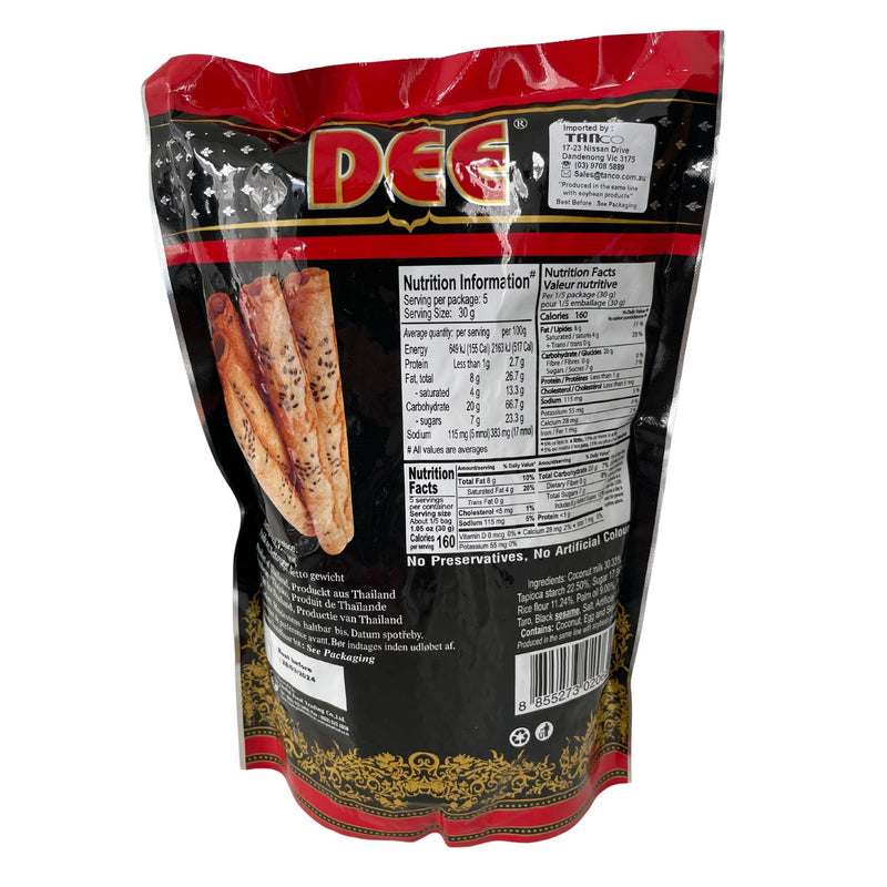 Dee Crispy Rolls Original Coconut Flavour 150g Nutritional Information & Ingredients