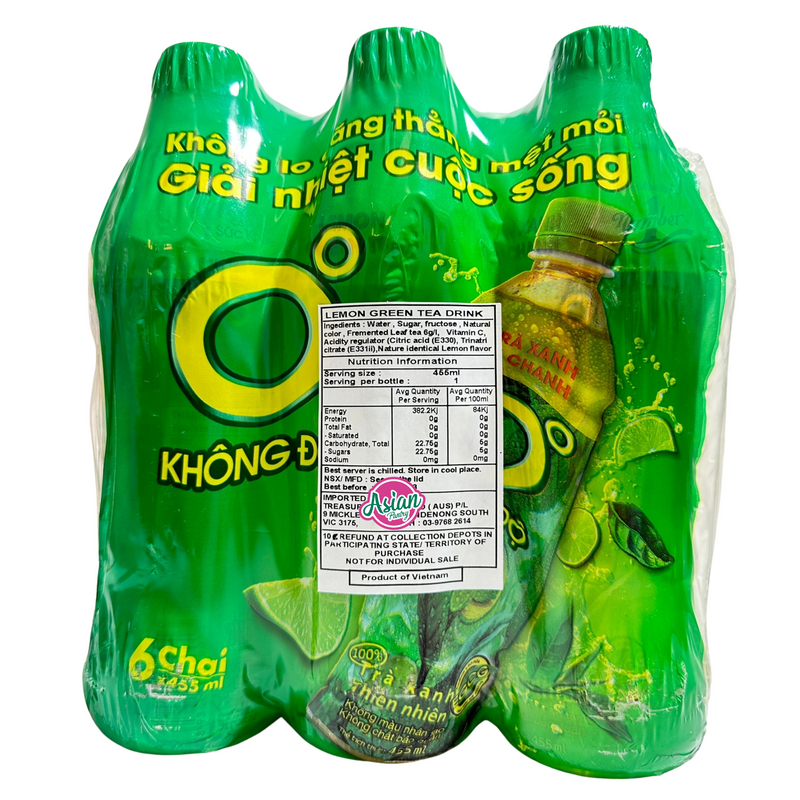 O Khong Do Tra Xanh Thien Nhien Lemon Green Tea Drink (6 Pack)  2730ml