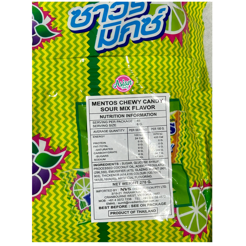 Mentos  Sour Mix Chewy Candy  100pcs 270g