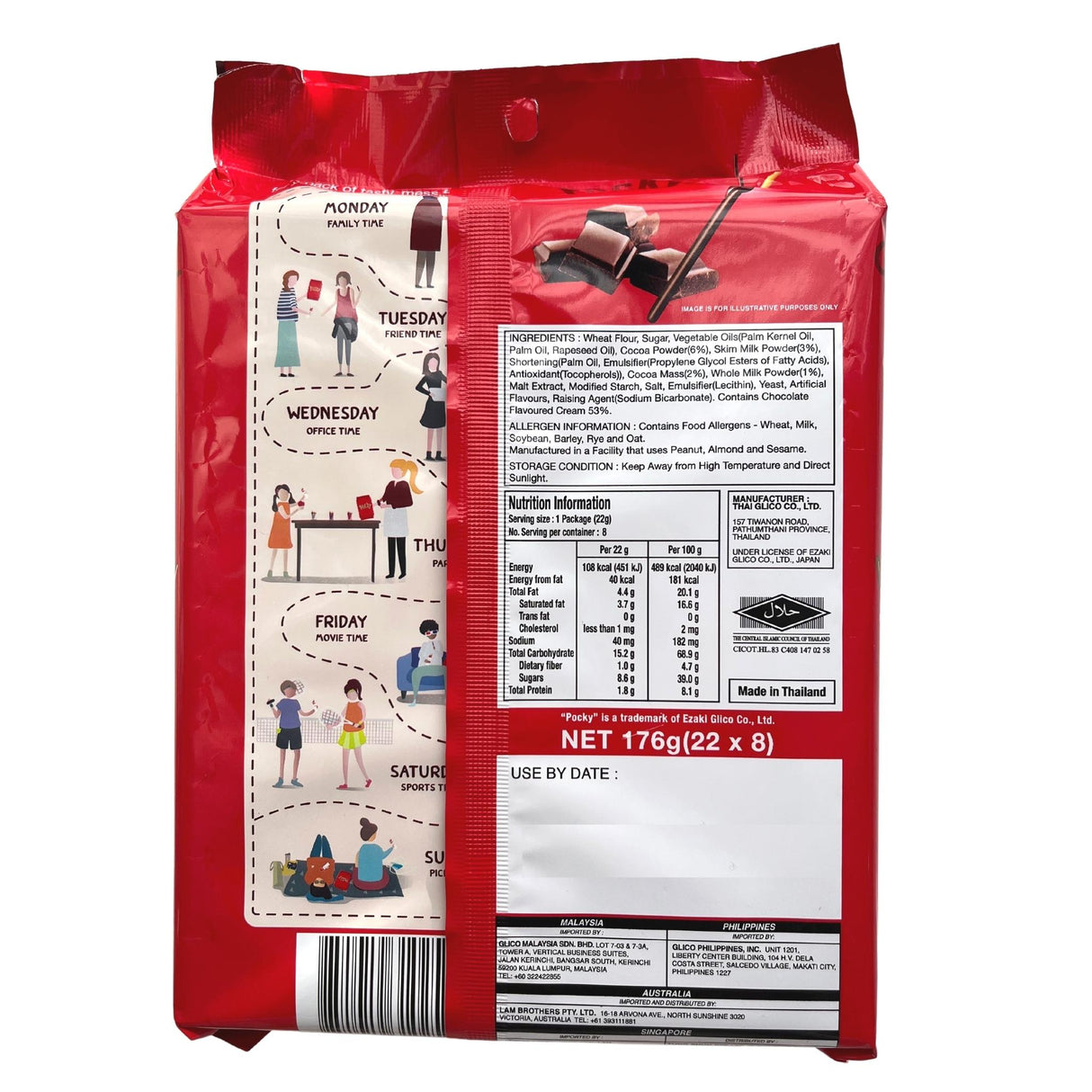 Glico Pocky Chocolate Family Pack 176g Back