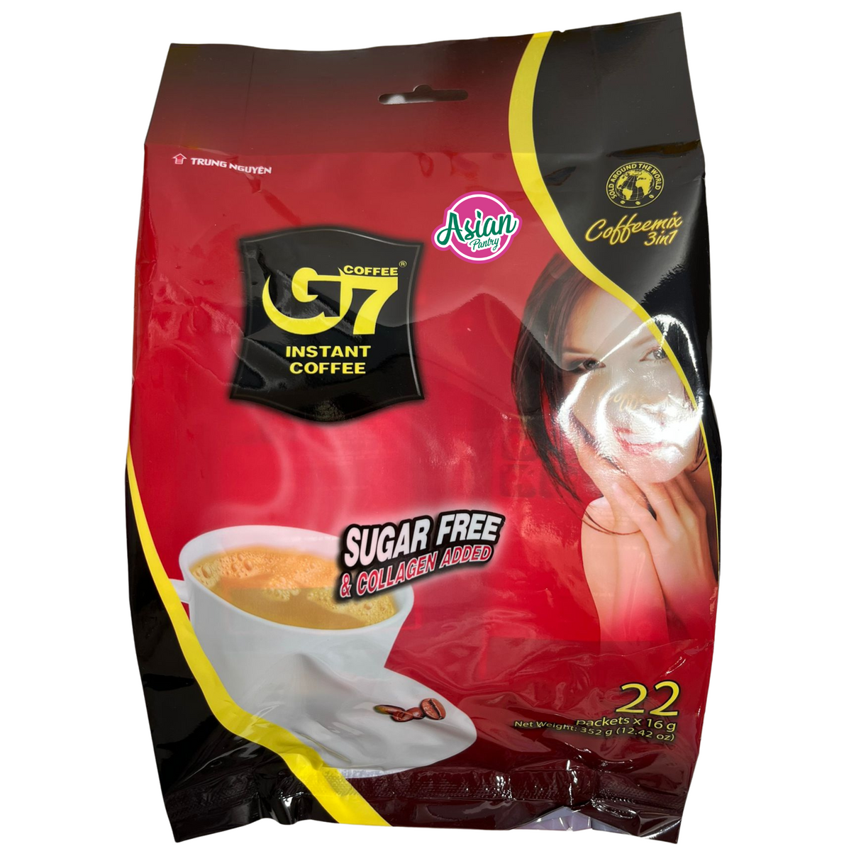 Trung Nguyen G7 Kopi Segera Tanpa Gula &amp; Ditambah Kolagen (22 Sachet) 352g