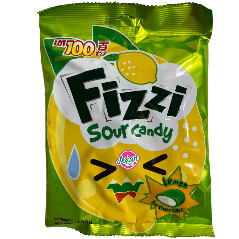 Lot 100 Fizzi Sour Candy Lemon Soda 120g