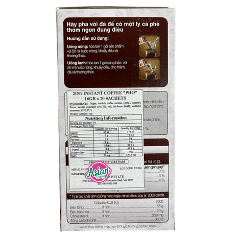 MacCoffee 2 dalam 1 Kopi Segera "Pho" Ca Phe Den Da 10 Sachet 160g