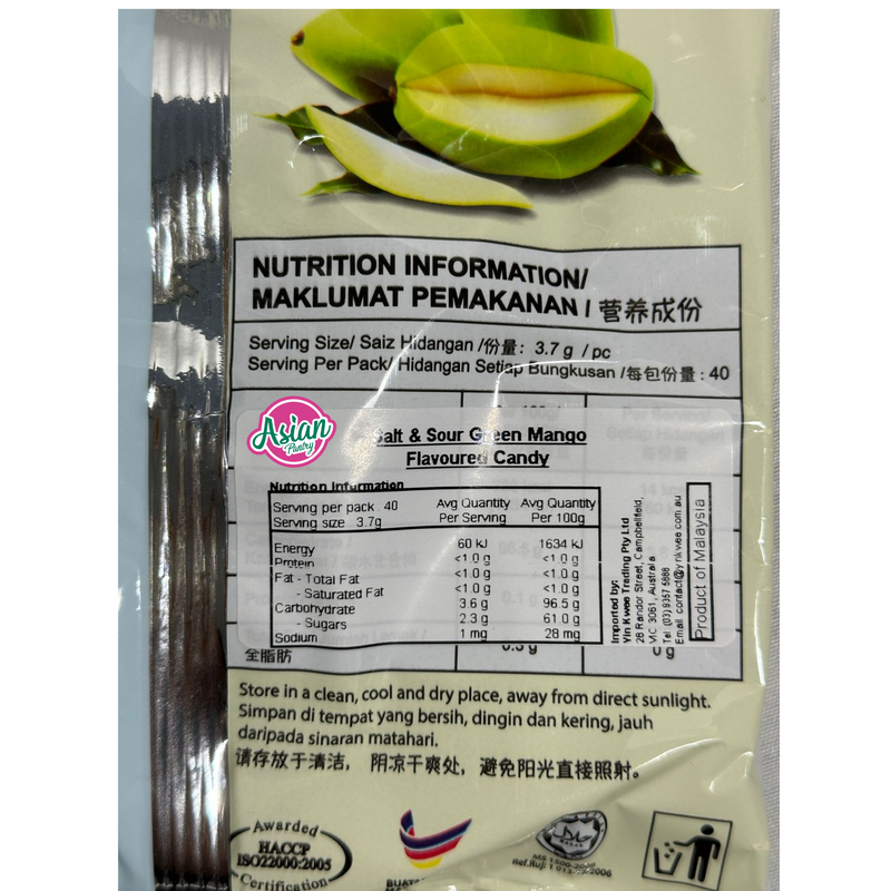 Rinda Gula-Gula Tropika Salt & Sour Green Mango Candy  150g